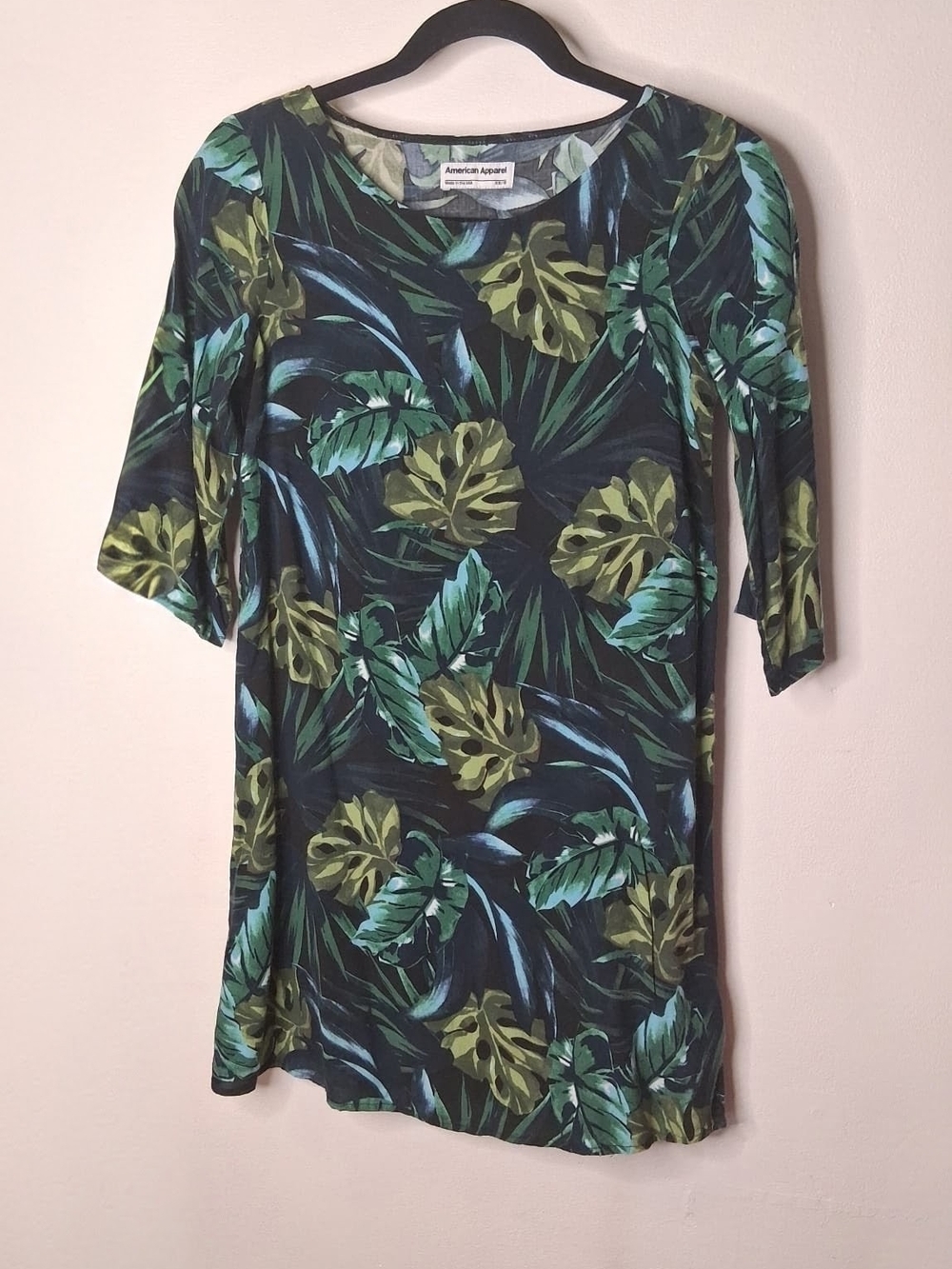 American Apparel Jungle Leaf Print Rayon Mini Dress XS/S Made USA